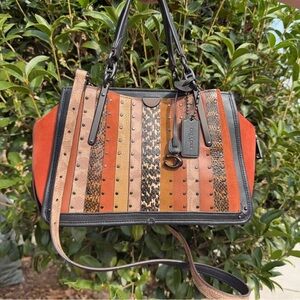 Coach Dreamer With Signature Canvas Patchwork Stripes And Snakeskin Detail 80564